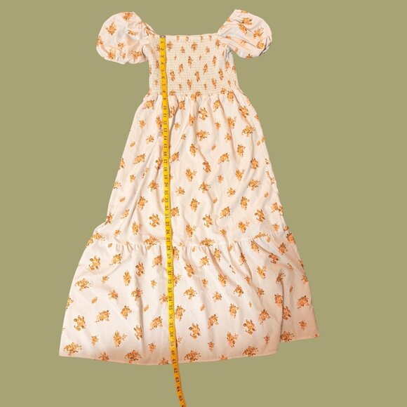 J.Crew Cream Floral Smocked Puff Sleeve Midi Dress – Size M - Picture 4 of 7